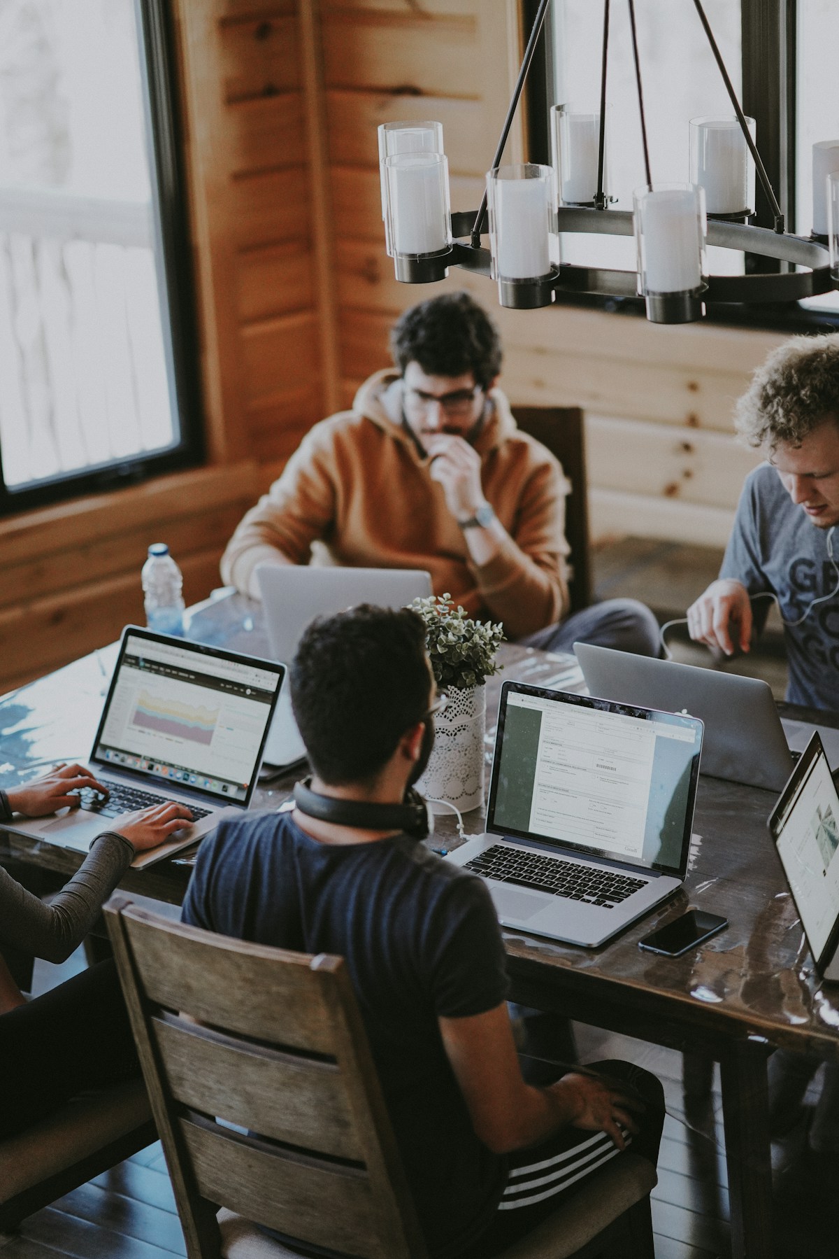 Team working together around a table